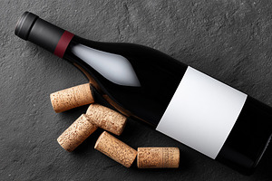 Red wine bottle with a blank label, a Food & Drink Photo by MistyDay