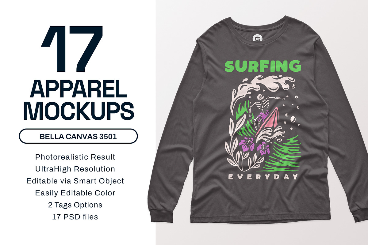 Bella Canvas Longsleeve Mockups, a Shirt Mockup by GraphicHero (Photo 1 of 9)
