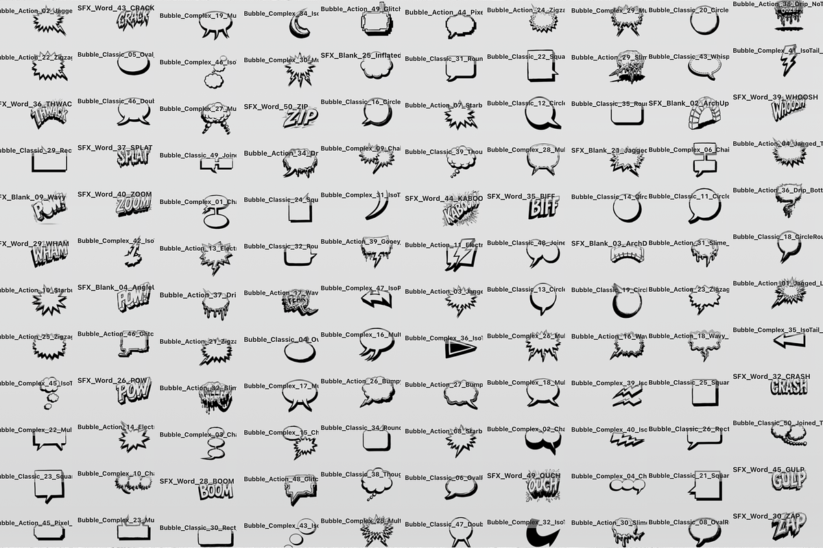 Comic Text Bases Procreate Stamps, a Brush Add-On by Selentaori Studio (Photo 2 of 10)