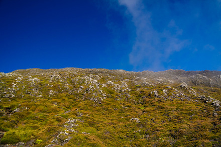 Panorama landscape from the slope of Pico volcano at hiking, azores, Portugal
