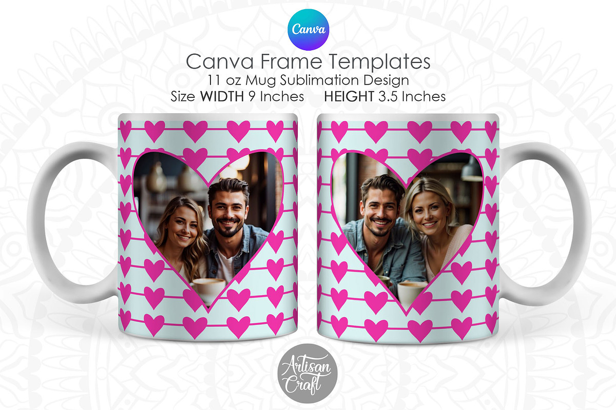 Canva Mug Template | heart photo mug, an Object Graphic by Artisan Craft (Photo 2 of 3)