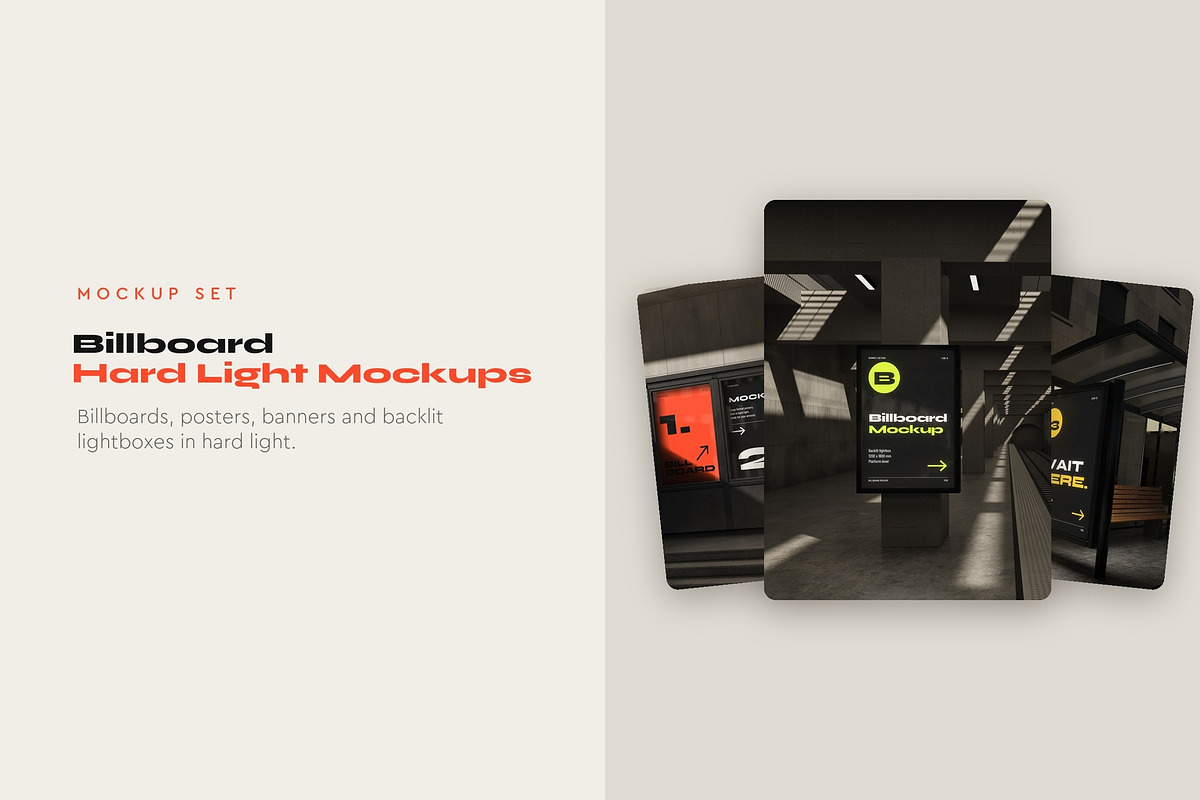 Billboard Hard Light Mockup Pack, an Advertising Mockup by Motion-Box (Photo 1 of 4)