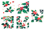 Watercolor Holly Pattern, an Illustration by Designworld (Thumbnail 3 of 5)