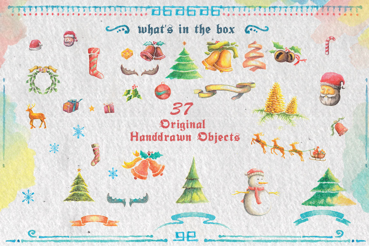 83 Watercolor Christmas Doodle preview 3