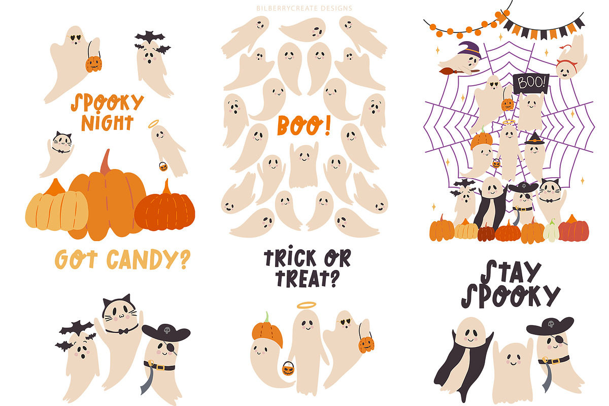 Spooky Night halloween clip art, a Seasonal Illustration by BilberryCreates (Photo 12 of 16)