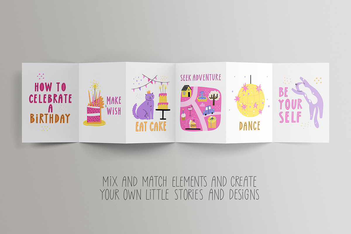 FUNNY CATS: birthday clipart cards, an Animal Illustration by Elliko shop (Photo 14 of 16)