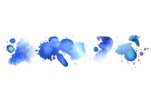 Blue watercolor strokes set isolated, an Illustration by art PVP - market