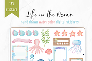 Digital Stickers Watercolor Ocean, an Illustration by Oh Mia Studio (Thumbnail 2 of 5)