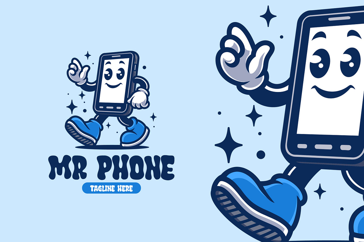 Mr Phone Retro Vintage Mascot Charac, a Branding & Logo Template by Gumrega Studio