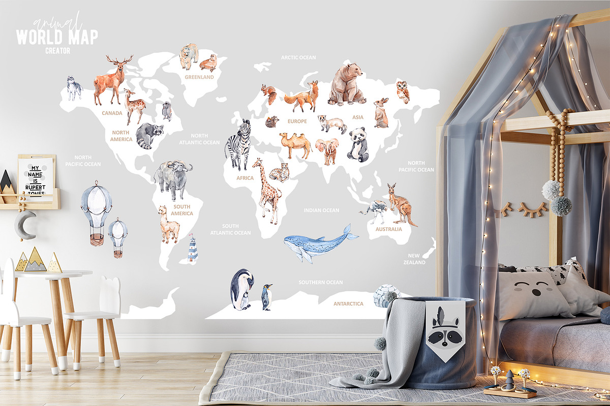 Animal World Map Creator 2, an Animal Illustration by VerAna (Photo 10 of 11)