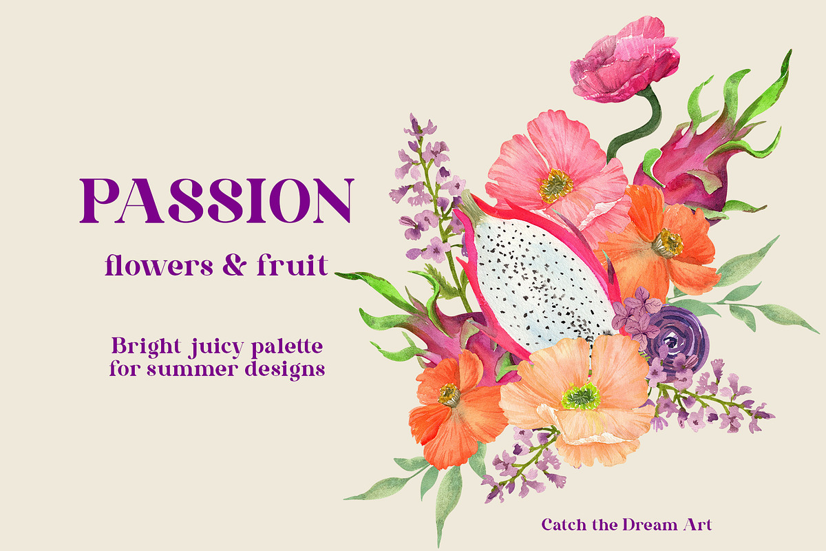 PASSION Flowers & Tropic Fruit, an Illustration by Catch the Dream Art (Photo 16 of 16)