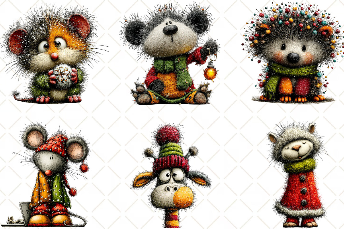 Whimsical Christmas Animal Clipart, an Illustration by Black Bird Studio (Photo 3 of 6)