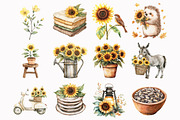 Watercolor Tuscan Sunflower Clipart, a Seasonal Illustration by Design Market (Thumbnail 2 of 5)