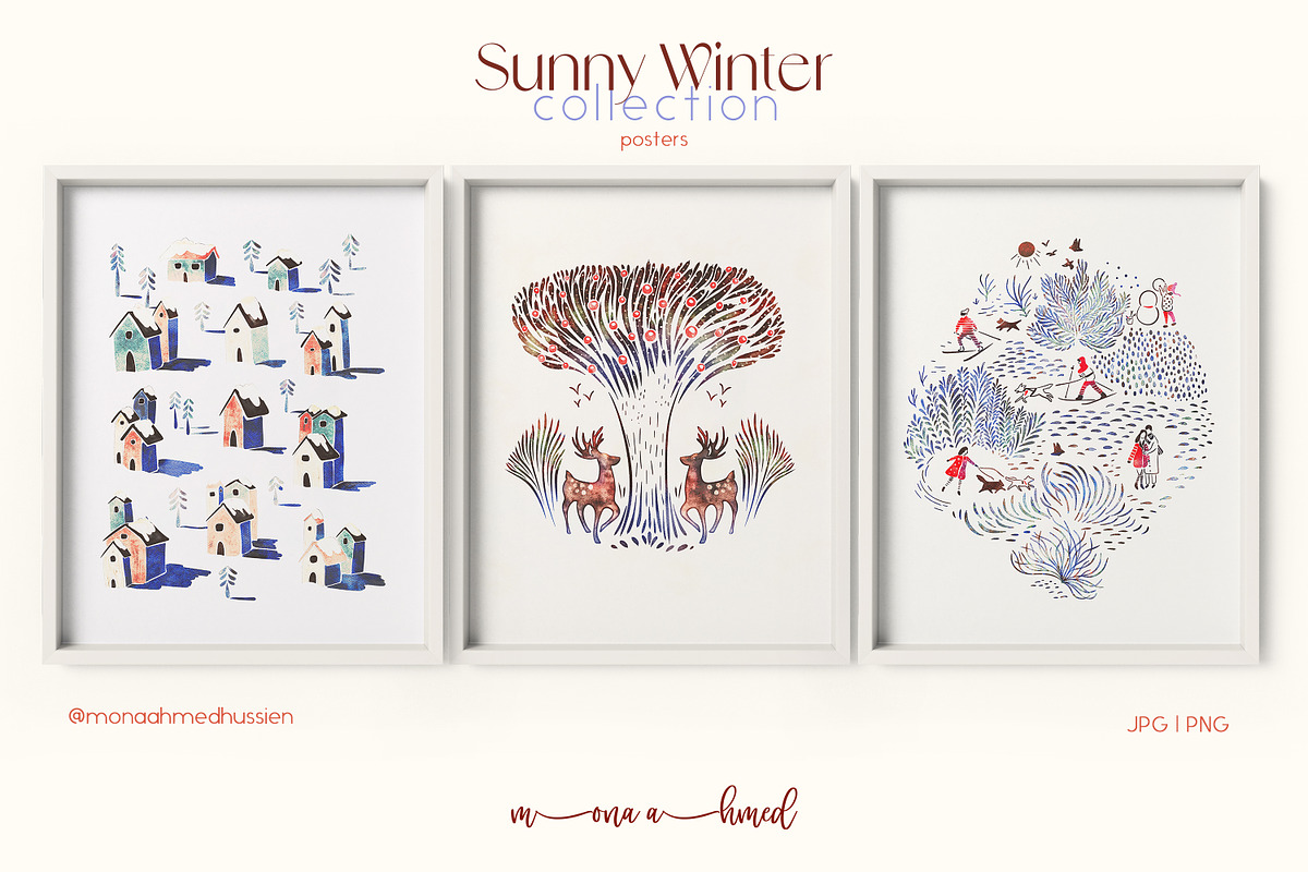 Sunny Winter: patterns & posters, a Decorative Illustration by Mona Ahmed (Photo 3 of 10)