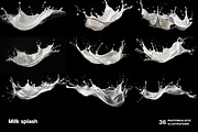 36 Milk Splashes on black background, an Object Illustration by Handmadefont (Thumbnail 8 of 10)
