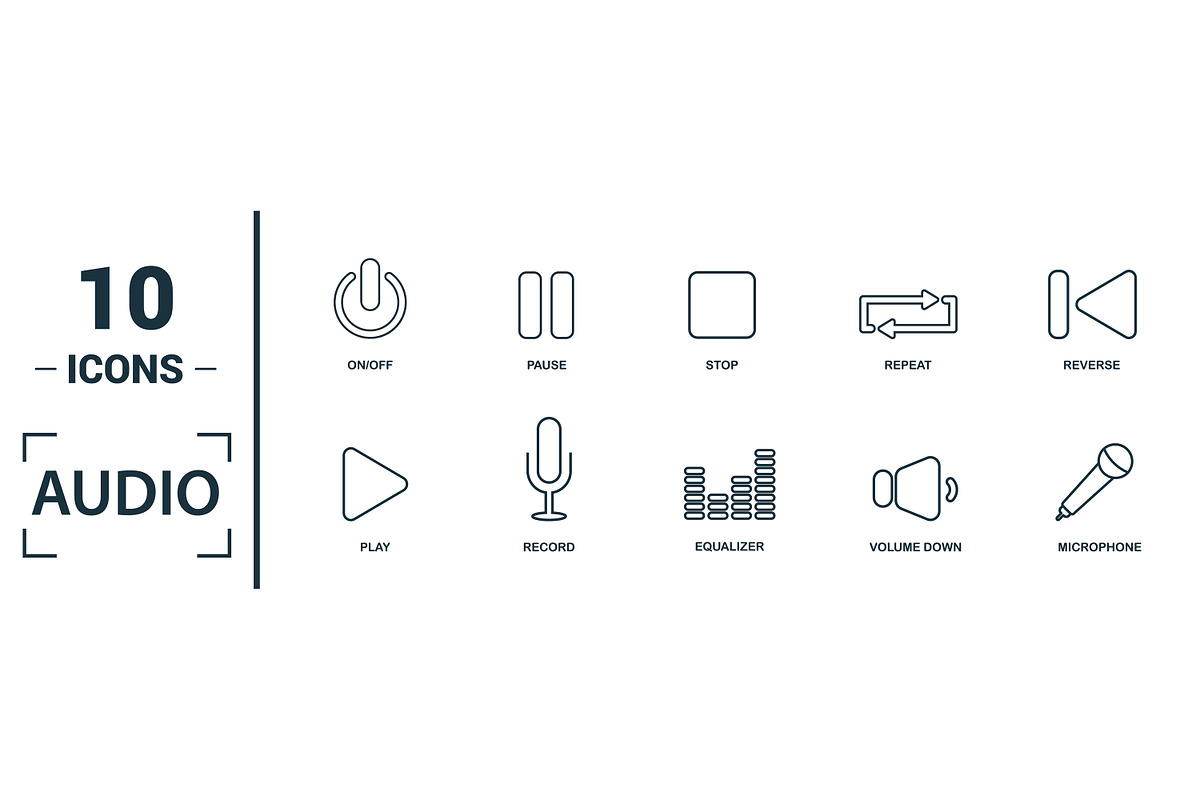 Audio Line Icon Set, an Object Graphic by Aimagenarium@gmail.com (Photo 3 of 3)
