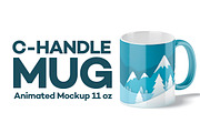 C-Handle Mug Animated Mockup 11oz, a Cups & Container Mockup by rebrandy (Thumbnail 1 of 13)