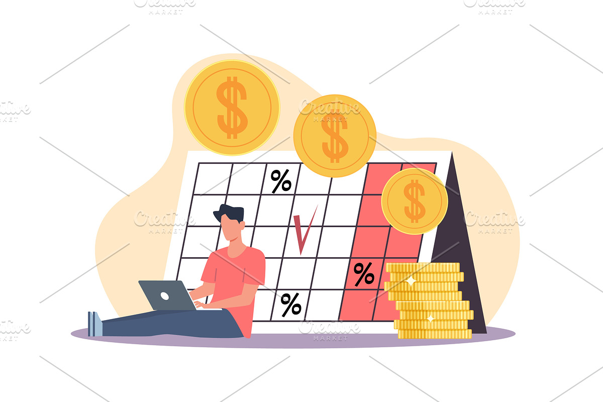 Interest on deposit. Periodic cash, a Finance Illustration by YummyBuum