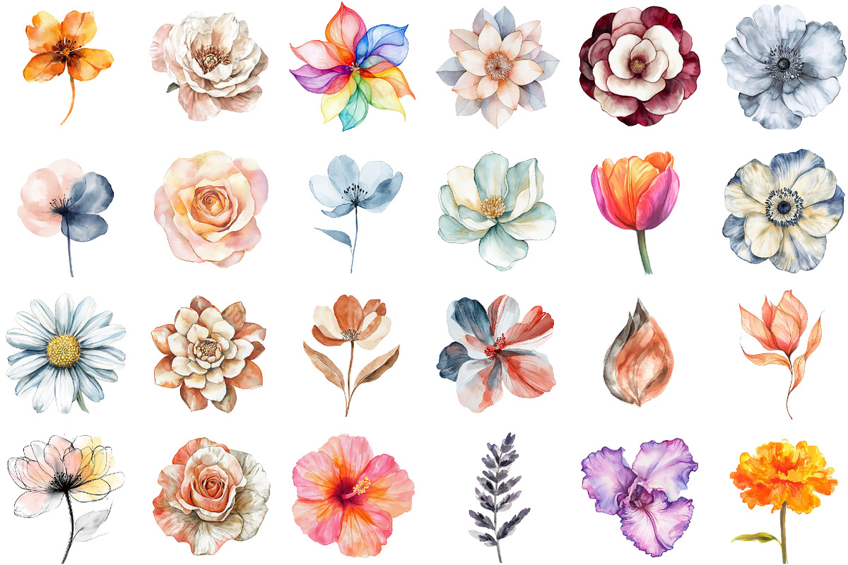 Abstract Flowers Clipart Bundle, an Illustration by Sublimation Artist (Photo 2 of 6)