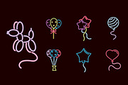 Neon Balloon Icon Set, an Outline Icon by studiogstock (Thumbnail 2 of 3)
