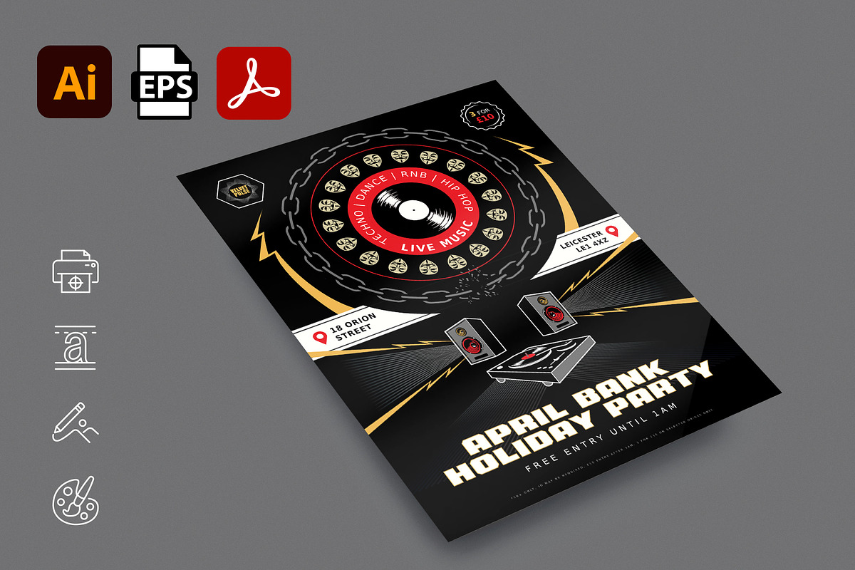 Club Flyer Template | Editable AI, EPS & PDF Format | Instant Download preview 2