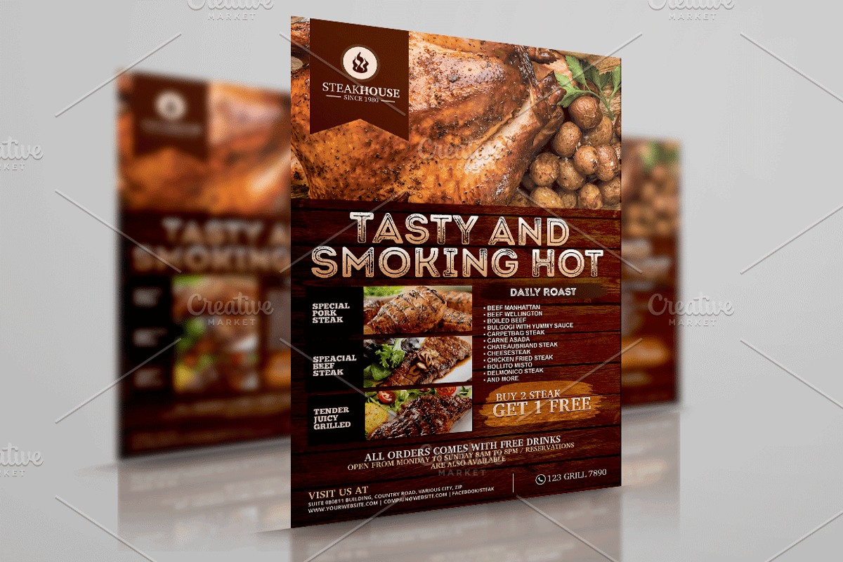 Barbecue Restaurant Flyer, a Flyer Template by PSDPixel (Photo 4 of 5)