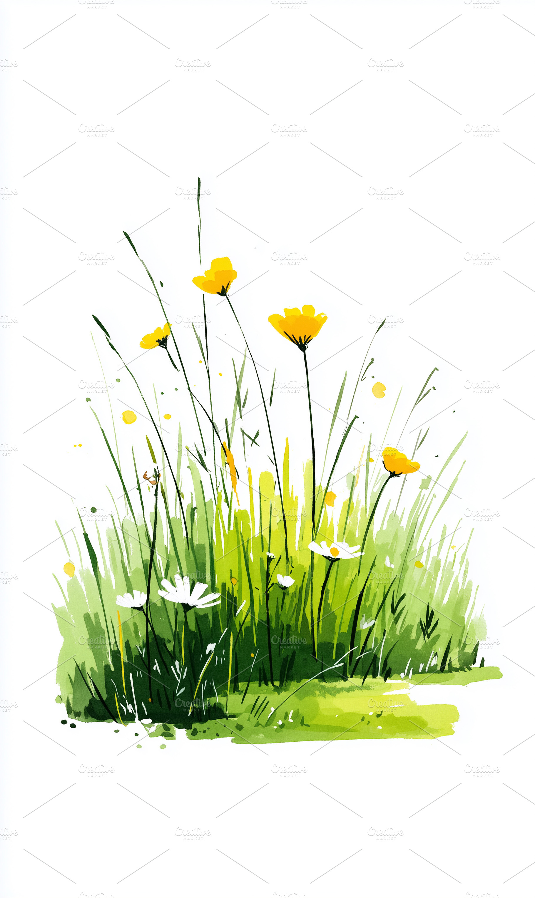 Watercolor vibrant meadow, a Nature Photo by MistyDay