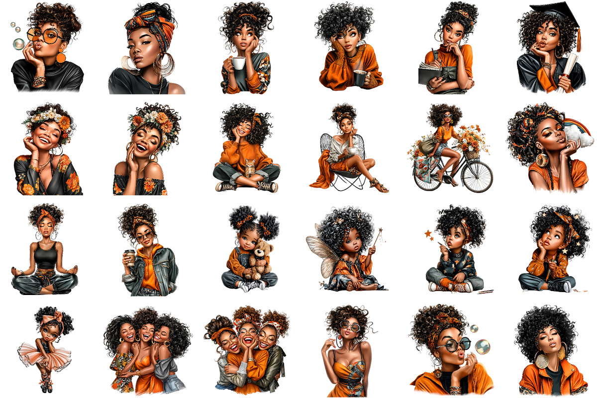 Black Girl Clipart Bundle, an Illustration by Sublimation Artist (Photo 2 of 6)