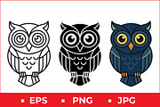 Owl Vector Icons, a Solid Icon by Artonix (Thumbnail 1 of 2)