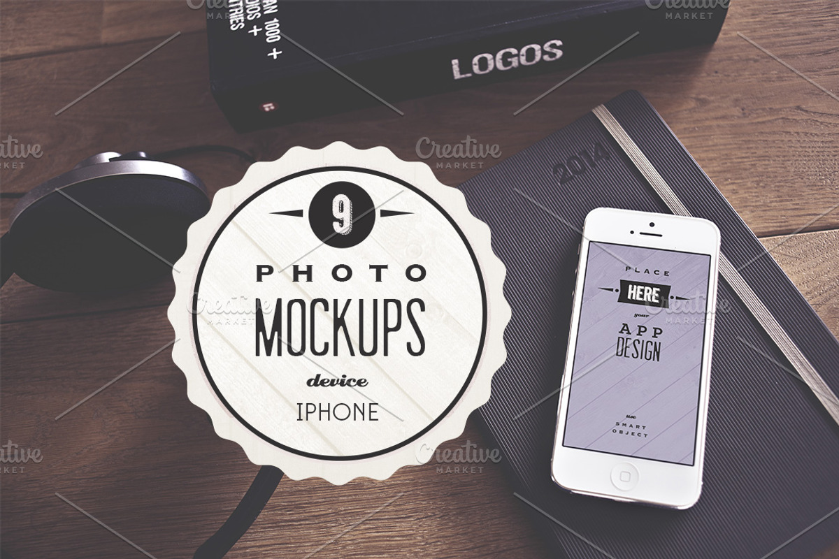 9 Vintage iPhone real photo mockups, an iPhone Mockup by show it better (Photo 1 of 5)