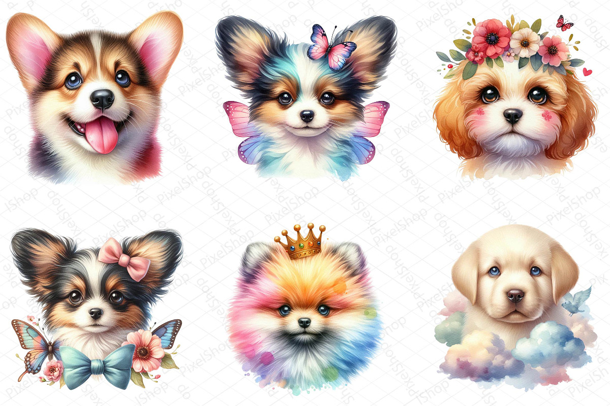 Colorful Baby Dog Face Sublimation, an Illustration by DreamPrint404 (Photo 5 of 5)
