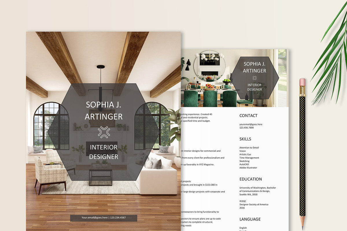 Interior Designer Resume Template, a Resume Template by Stanin Studio