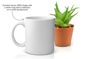 PSD MUG MOCKUP - 11 Oz Mug & Plant