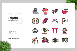 Japan Colored Icons, an Icon by Upnowgraphic