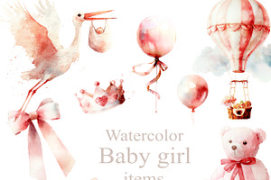 Watercolor Baby Girl Clipart