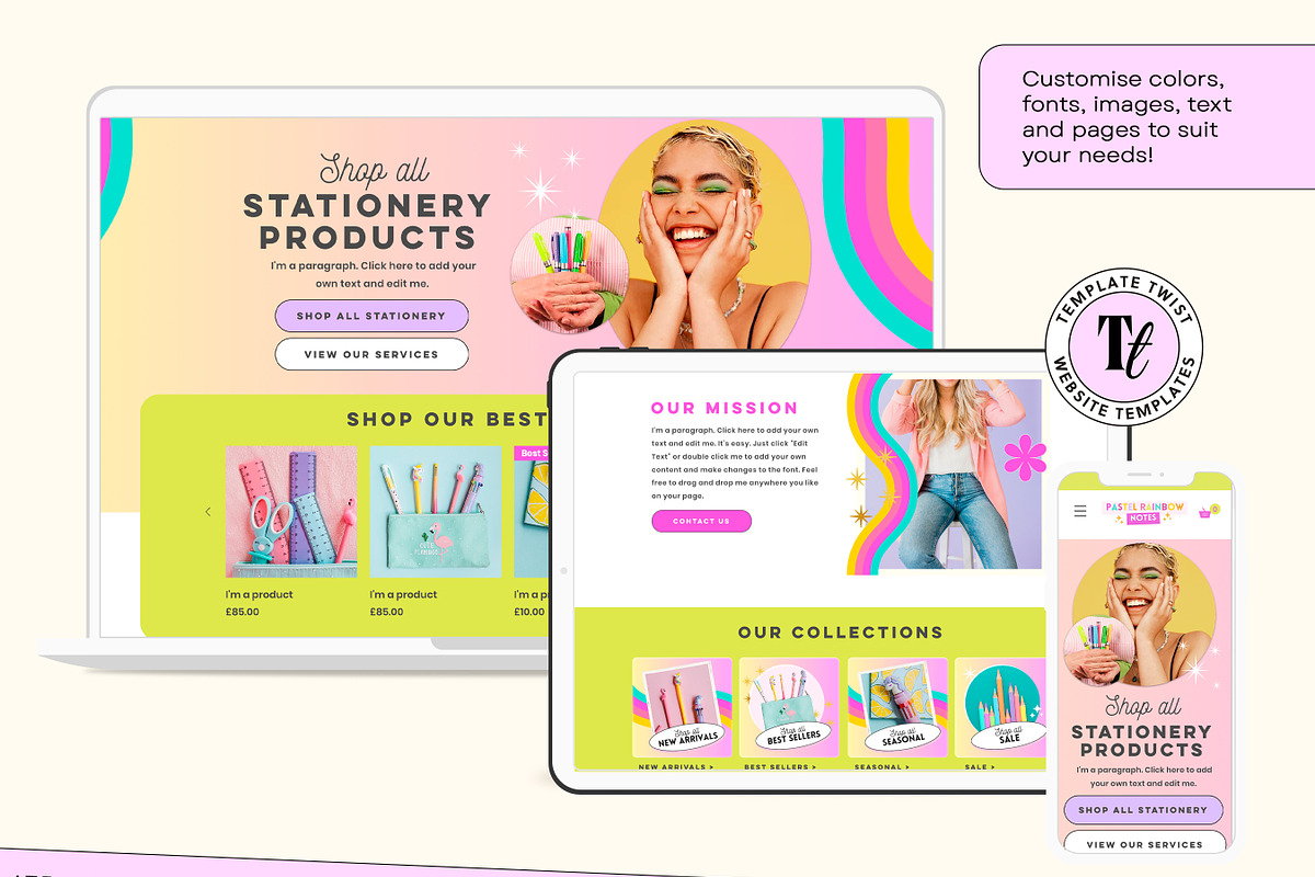 Pastel Rainbow Website Template, a Wix Template by Template Twist Shop (Photo 8 of 10)