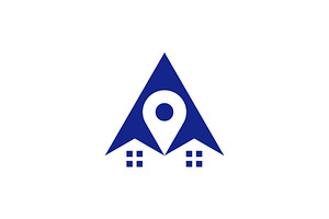 top arrow pin location house logo, a Branding & Logo Template by Rasagama Studio
