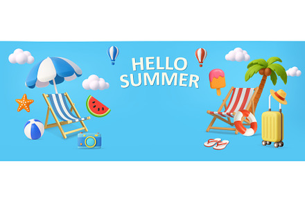3D Hello Summer Beach Vacation