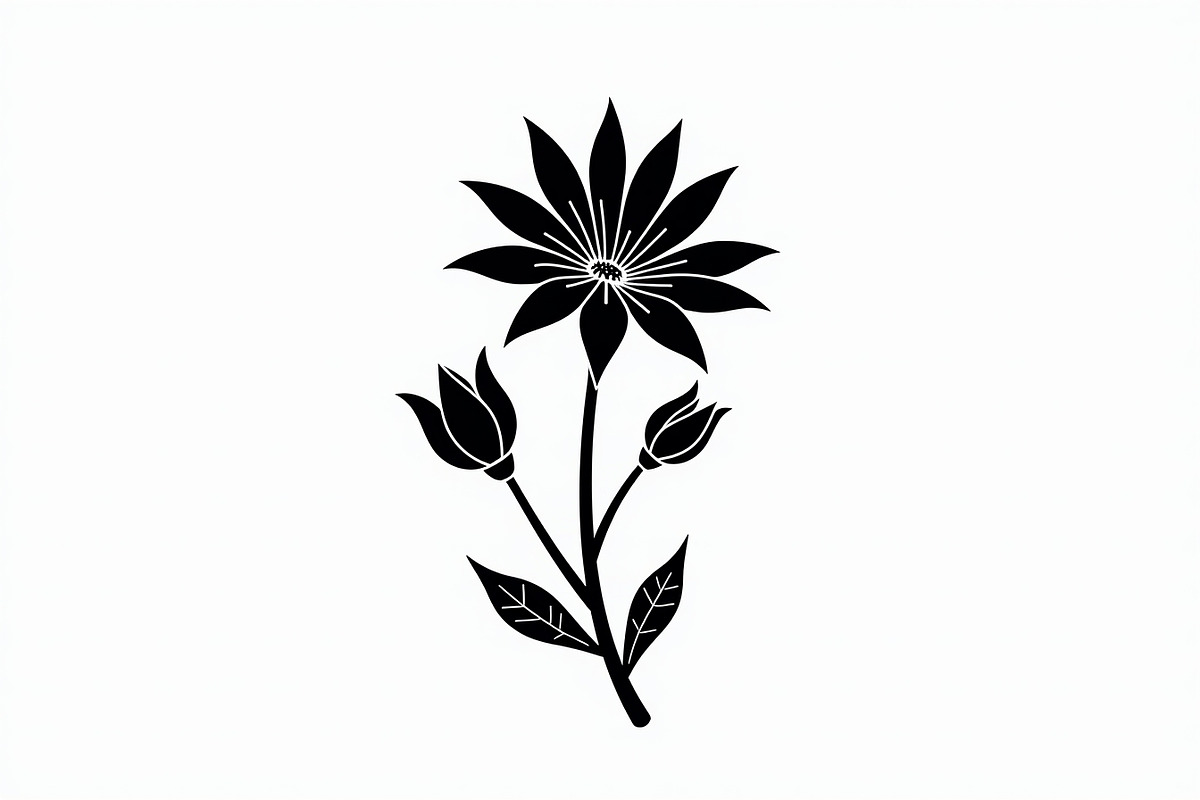 Modern Black Flower Design, an Illustration by jahid234 (Photo 4 of 21)