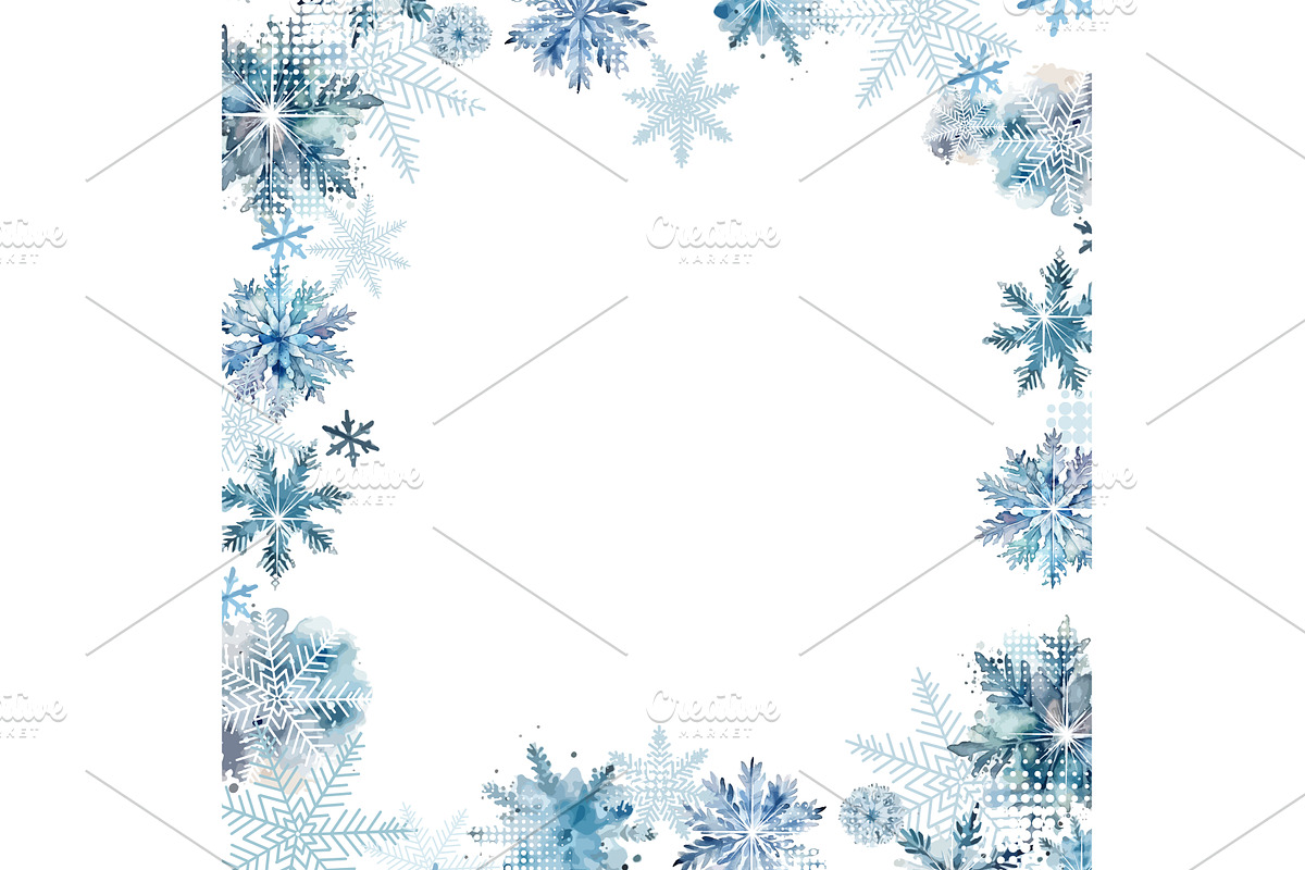 Winter frame with watercolor, an Illustration by Nenahliadava Design