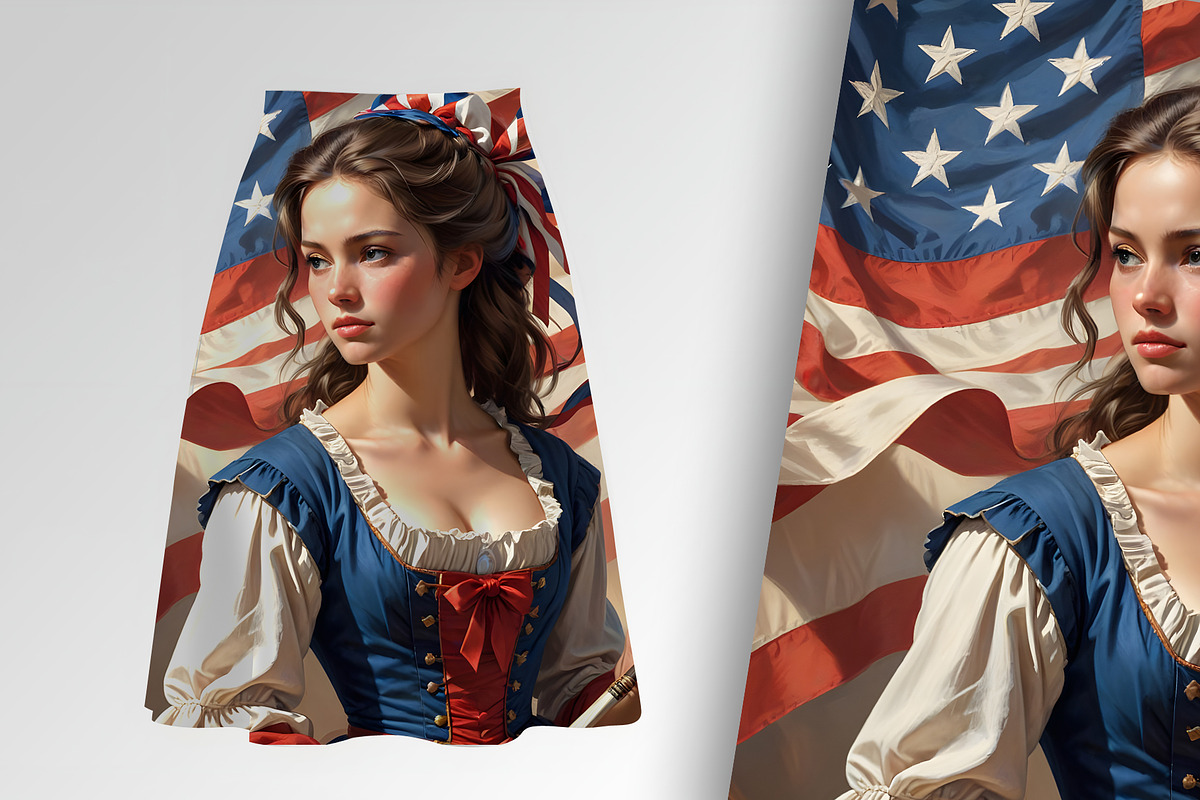 Patriot Woman and American Flag 1776, a Person Illustration by Sharon Schwalbe (Photo 2 of 4)