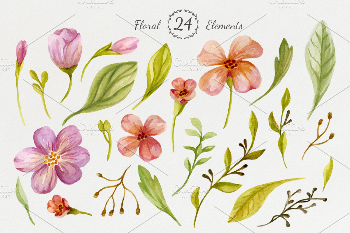 Watercolor Floral DIY Pack, a Decorative Illustration by NataliVA (Photo 2 of 5)