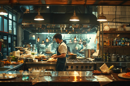 A man standing in a busy kitchen, fo, a Photo by Iftikhar Alam
