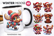 Cute Christmas moose. T-Shirt, PNG., an Animal Illustration by KENO Mascots (Thumbnail 4 of 8)