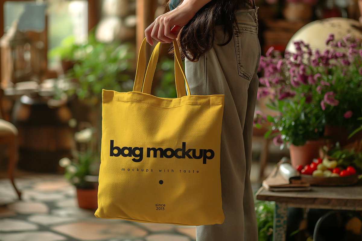 Hand Tote Bag Mockup B03, an Advertising Mockup by Northern Kraft (Photo 6 of 8)