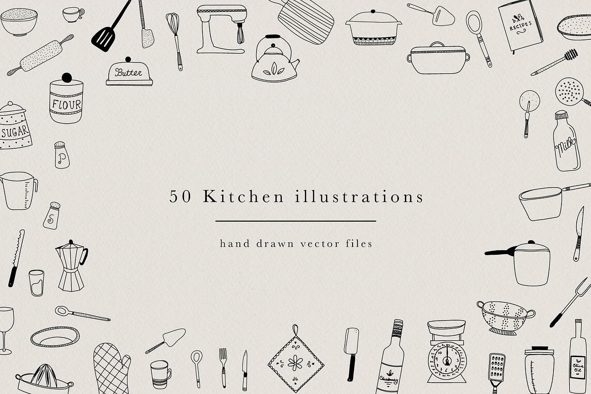 Kitchen Hand Drawn Illustrations, a Food Illustration by Irene Florentina Design (Photo 1 of 4)