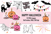 Cute Halloween Cliparts, an Illustration by ItsDianaDesign (Thumbnail 1 of 2)