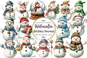Christmas Snowman Clipart, an Illustration by OK Design