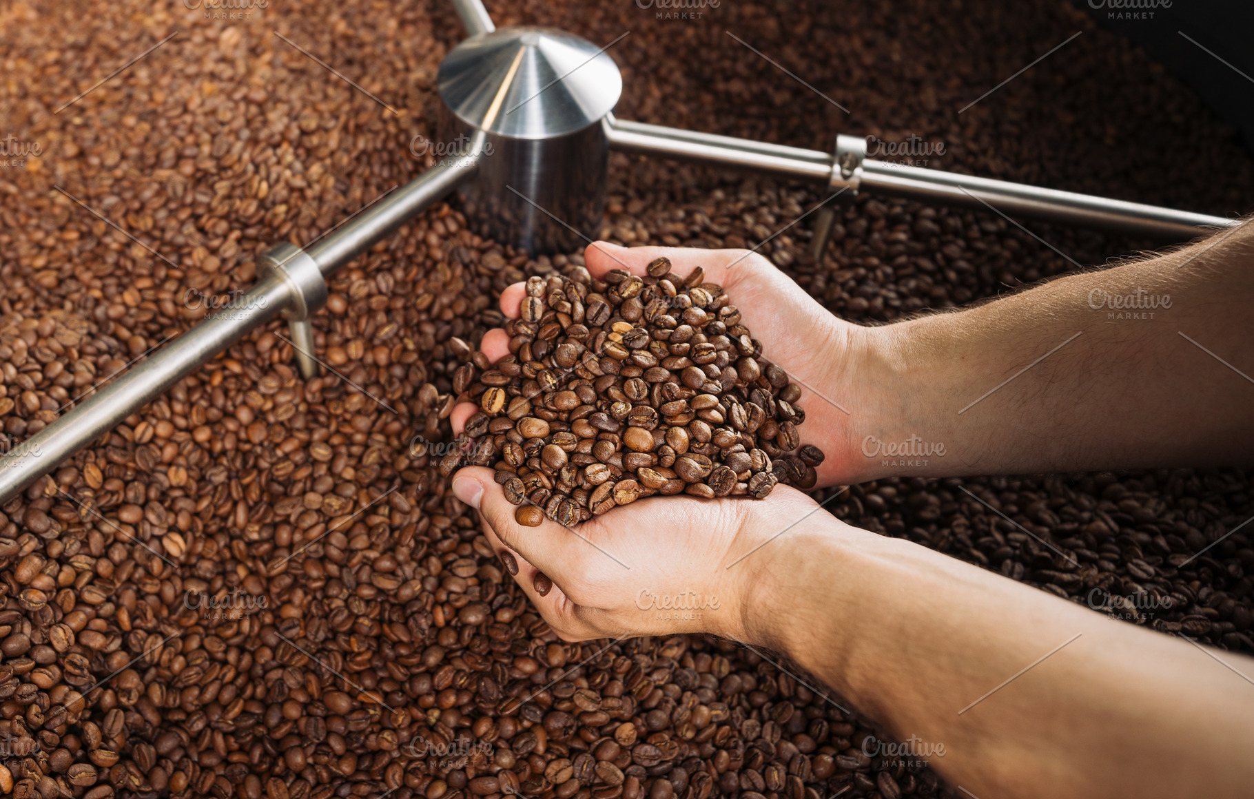 High angle of male hands with beans, a Food & Drink Photo by Artem Varnitsin