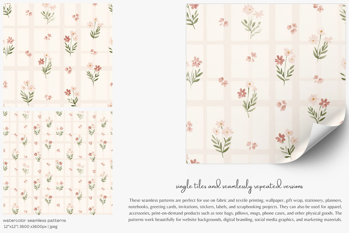 pastel floral seamless patterns set, a Pattern Graphic by Patishop Art (Photo 7 of 9)